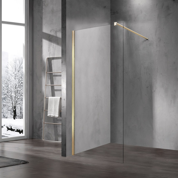 Душевая перегородка Vincea Walk in 70 см VSW-1H700CLG (стекло 8 мм) с кронштейном в комплекте, золото матовое/прозрачное фото 
