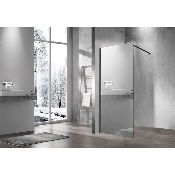 Душевая перегородка Vincea Walk in 100 см VSW-1H100MRB (стекло 8 мм) с кронштейном в комплекте, чёрный/зеркальное фото 2