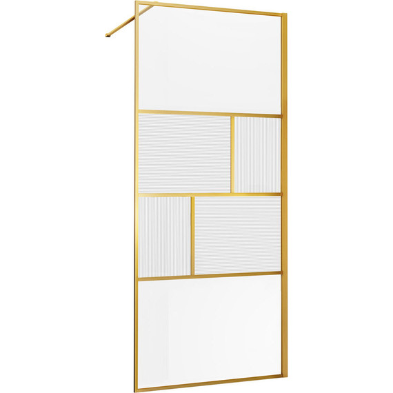 Душевая перегородка Vincea Walk in HC Art 120 см VSW-1HC120CFBG (стекло 8 мм) с кронштейном в комплекте, брашированное золото/прозрачное/матовое фото 3