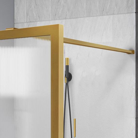 Душевая перегородка Vincea Walk in HP Art 100 см VSW-1HP100FLBG (стекло 8 мм) с кронштейном в комплекте, брашированное золото/матовое фото 2