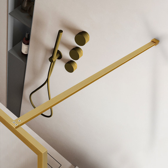 Душевая перегородка Vincea Walk in HP Art 110 см VSW-1HP110FLBG (стекло 8 мм) с кронштейном в комплекте, брашированное золото/матовое фото 3