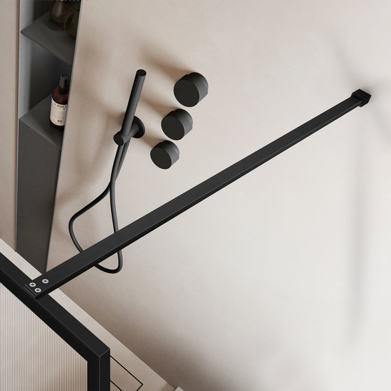 Душевая перегородка Vincea Walk in HP Art 90 см VSW-1HP900FLB (стекло 8 мм) с кронштейном в комплекте, чёрный матовый/матовое фото 3