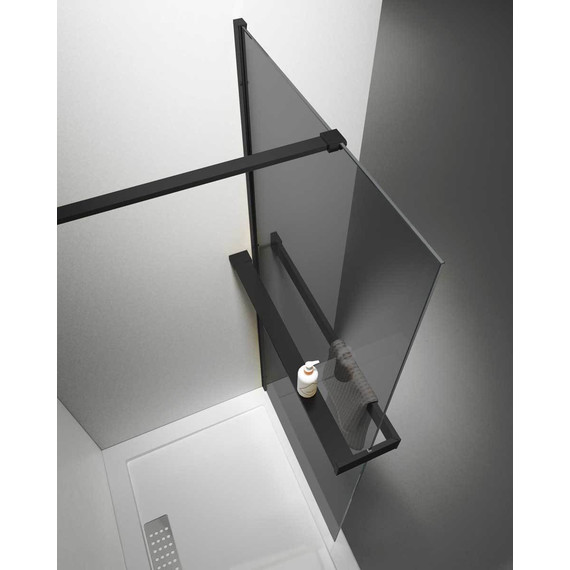 Душевая перегородка Vincea Walk in HR 100 см VSW-4HR100CGB (стекло 8 мм) с кронштейном в комплекте, чёрный матовый/тонированное фото 2