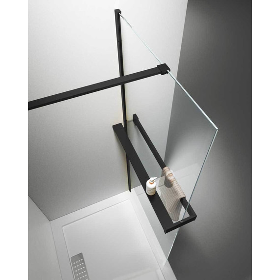 Душевая перегородка Vincea Walk in HR 100 см VSW-4HR100CLB (стекло 8 мм) с кронштейном в комплекте, чёрный матовый/прозрачное фото 2