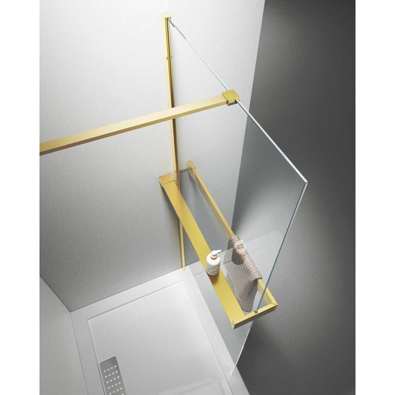 Душевая перегородка Vincea Walk in HR 100 см VSW-4HR100CLG (стекло 8 мм) с кронштейном в комплекте, брашированное золото/прозрачное фото 2