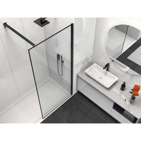 Душевая перегородка Vincea Walk in HS 80 см VSW-1HS800CLB (стекло 8 мм) с кронштейном в комплекте, чёрный/прозрачное фото 3