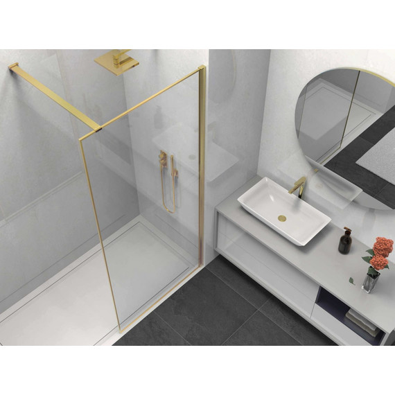 Душевая перегородка Vincea Walk in HS 90 см VSW-1HS900CLG (стекло 8 мм) с кронштейном в комплекте, брашированное золото/прозрачное фото 3