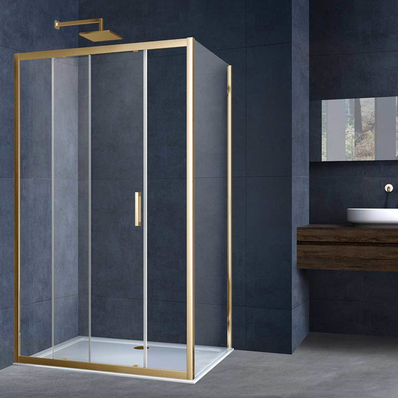 Душевое ограждение Vincea Alpha 120x90 см VSR-3AL9012CLG, брашированное золото/прозрачное фото 