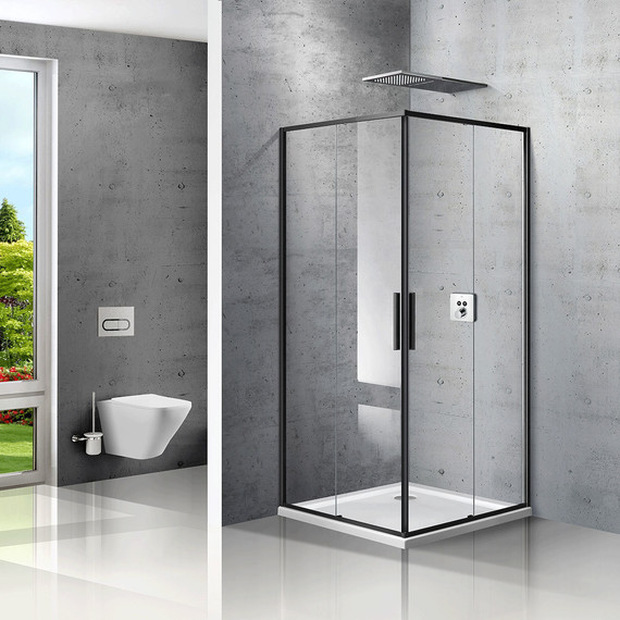 Душевое ограждение Vincea Slim 90x90 см VSS-2SL900CLB, чёрный/прозрачное фото 