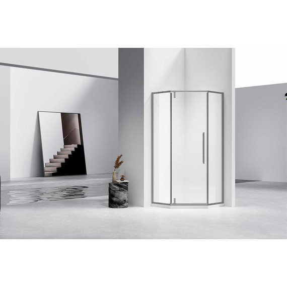 Душевое ограждение Vincea Slim-N 100x100 см VSP-4SN100CLGM, вороненая сталь/прозрачное фото 2