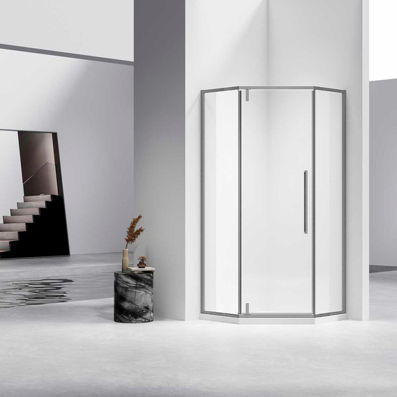 Душевое ограждение Vincea Slim-N 90x90 см VSP-4SN900CLGM, вороненая сталь/прозрачное фото 