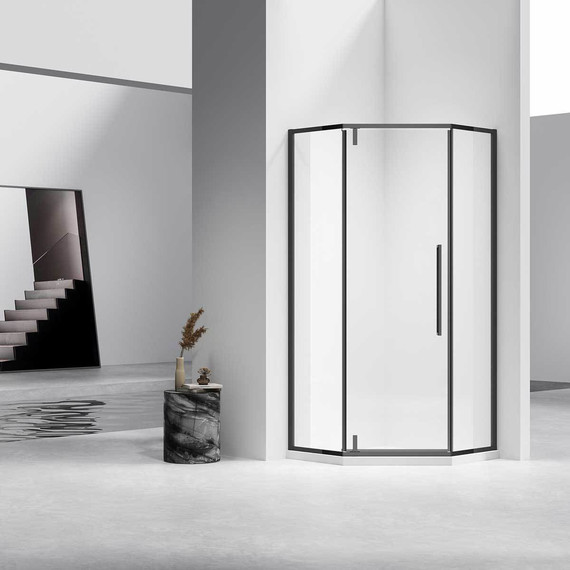 Душевое ограждение Vincea Slim-N 90x90 см VSP-4SN900CLB, чёрный/прозрачное фото 