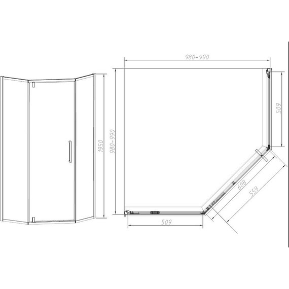 Душевое ограждение Vincea Slim-N 100x100 см VSP-4SN100CLB, чёрный/прозрачное фото 4