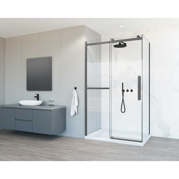 Душевое ограждение Vincea Como Soft 130x100 см VSR-1CS1013CLGM (стекло 8 мм) вороненая сталь/прозрачное фото 2