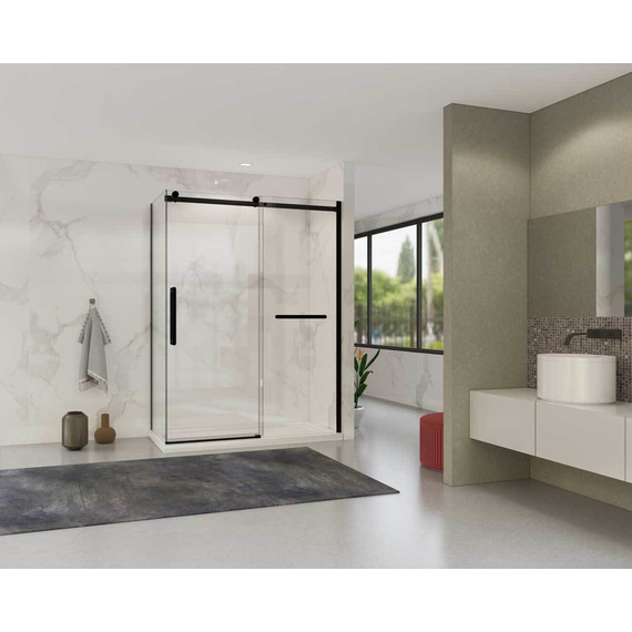 Душевое ограждение Vincea Como Soft 150x80 см VSR-1CS8015CLB (стекло 8 мм) чёрный/прозрачное фото 2