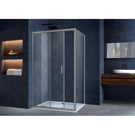 Душевое ограждение Vincea Alpha 110x80 см VSR-3AL8011CLGM, вороненая сталь/прозрачное фото 