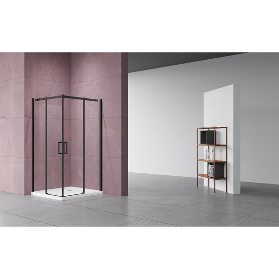 Душевое ограждение Vincea Dice 100x100 см VSS-4D100CLB (стекло 8 мм) чёрный/прозрачное фото 2