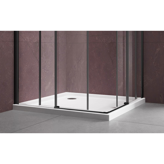 Душевое ограждение Vincea Dice 100x100 см VSS-4D100CLB (стекло 8 мм) чёрный/прозрачное фото 3