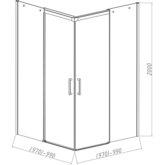 Душевое ограждение Vincea Dice 100x100 см VSS-4D100CLB (стекло 8 мм) чёрный/прозрачное фото 6