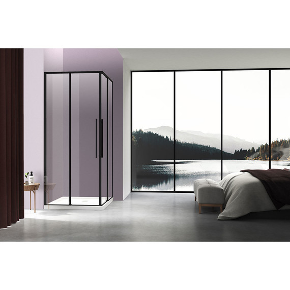 Душевое ограждение Vincea Slim-N 100x80 см VSS-4SN8010CLB (стекло 8 мм) чёрный/прозрачное фото 2