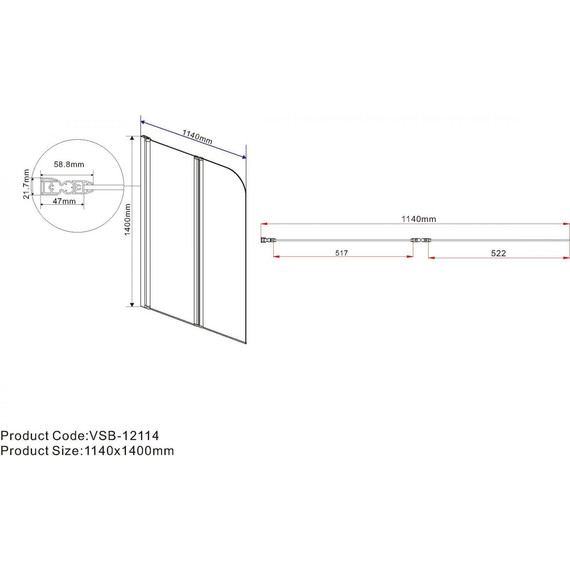 Шторка для ванны Vincea VSB 114 см VSB-12114CLGM, чёрный/прозрачное фото 3