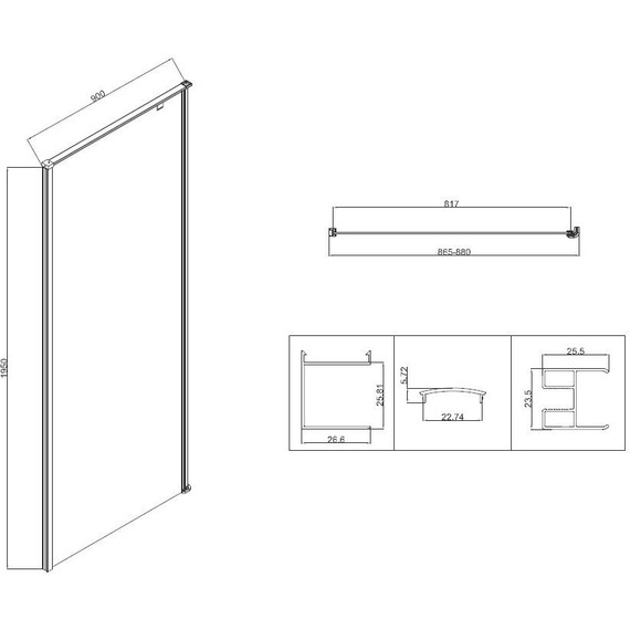 Душевое ограждение Vincea Slim-N 90x90 см VSR-5SN9090CLGM, вороненая сталь/прозрачное фото 3
