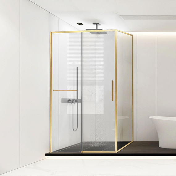 Душевое ограждение Vincea Slim Soft 110x90 см VSR-1SS9011CLG, брашированное золото/прозрачное фото 