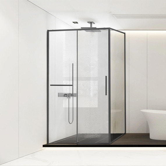 Душевое ограждение Vincea Slim Soft 120x90 см VSR-1SS9012CLGM, вороненая сталь/прозрачное фото 