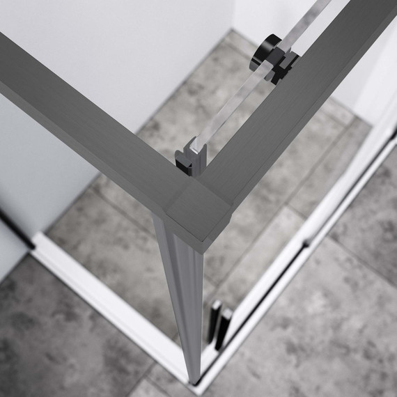 Душевое ограждение Vincea Slim-N 130x80 см VSR-4SN8013CLGM, вороненая сталь/прозрачное фото 3