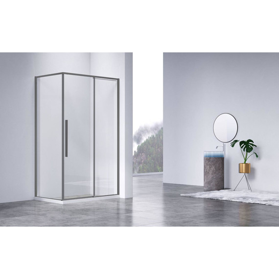 Душевое ограждение Vincea Slim-N 110x80 см VSR-4SN8011CLGM, вороненая сталь/прозрачное фото 2