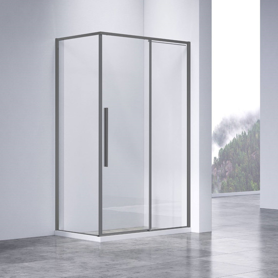Душевое ограждение Vincea Slim-N 130x80 см VSR-4SN8013CLGM, вороненая сталь/прозрачное фото 