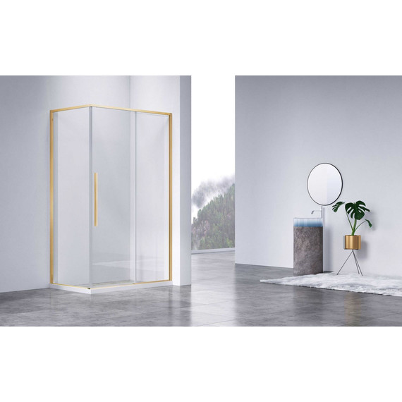 Душевое ограждение Vincea Slim-N 140x80 см VSR-4SN8014CLG, брашированное золото/прозрачное фото 2