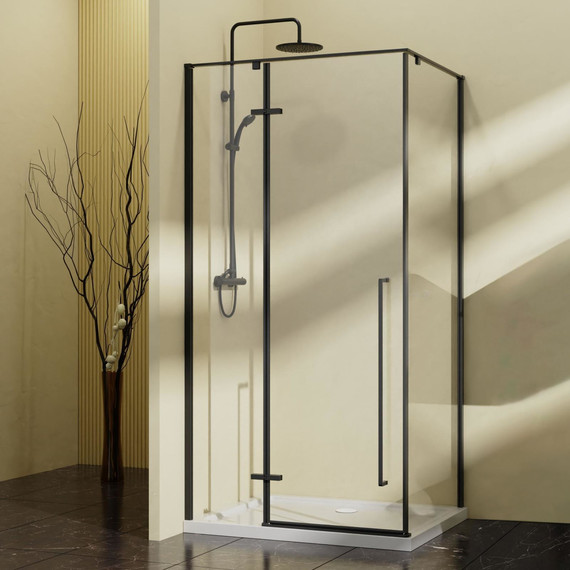 Душевое ограждение Vincea Slim-N 100x90 см VSR-5SN9010CLB, чёрный/прозрачное фото 