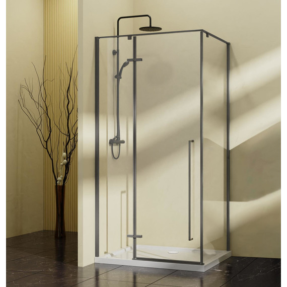 Душевое ограждение Vincea Slim-N 90x90 см VSR-5SN9090CLGM, вороненая сталь/прозрачное фото 