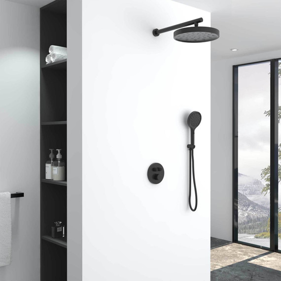 Душевая система для душа с термостатом Vincea Inspire VSFW-3I22MT2MB, чёрный матовый фото 