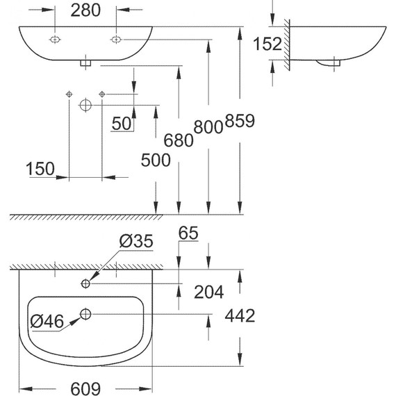 Раковина Подвесная Grohe Bau Ceramic 60 см 39421000 фото 3