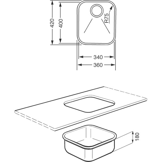 Кухонная мойка Smeg UM40 36, 0,7 мм нержавеющая сталь фото 2