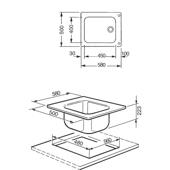 Кухонная мойка Smeg VS45-P3 50, 0,7 мм нержавеющая сталь фото 3
