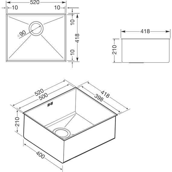Кухонная мойка Smeg VSTQ50-2 52, 1 мм нержавеющая сталь фото 4