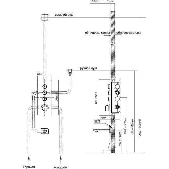 Душевая система для ванны с термостатом Vincea VSFW-433TI4CH - 17 Душевая система для ванны с термостатом Vincea VSFW-433TI4CH фото 17