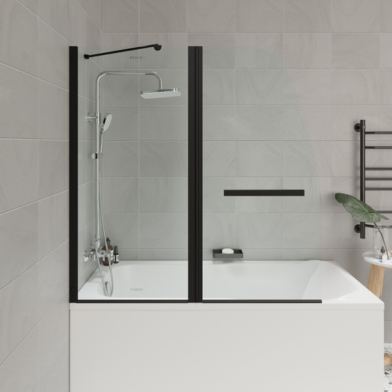 Шторка для ванны Parly 120 см F03B, чёрный/прозрачное фото 3