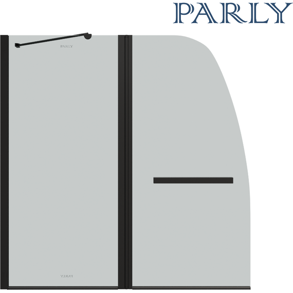 Шторка для ванны Parly 120 см F03B, чёрный/прозрачное фото 4