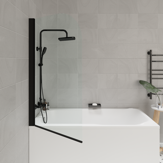 Шторка для ванны Parly 75 см F04B, чёрный/прозрачное фото 2