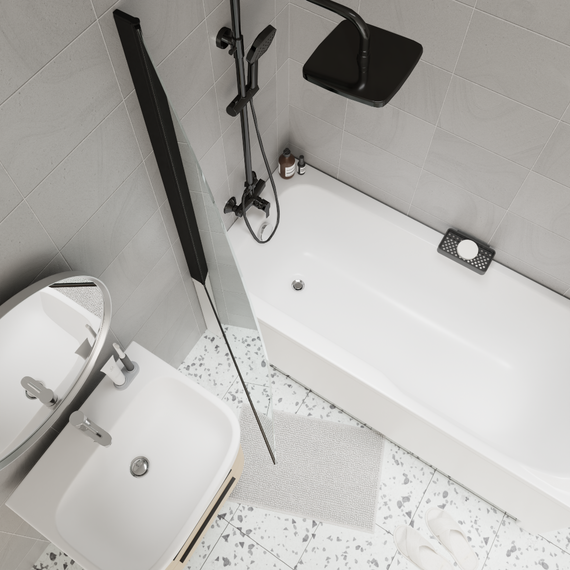 Шторка для ванны Parly 75 см F04B, чёрный/прозрачное фото 4