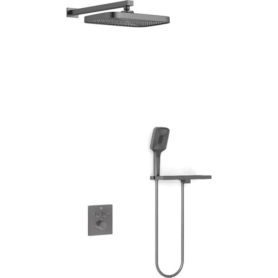 Душевая система для душа с термостатом Vincea VSFW-321MT1RGM, вороненая сталь фото 2