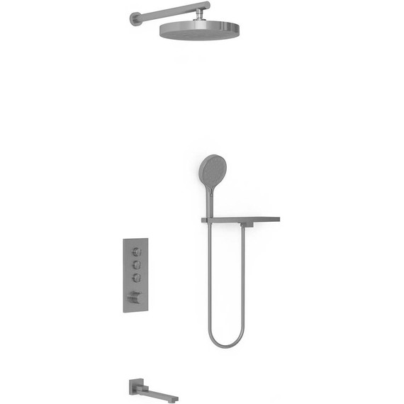 Душевая система для ванны с термостатом Vincea VSFW-433TI2RGM, вороненая сталь фото 2