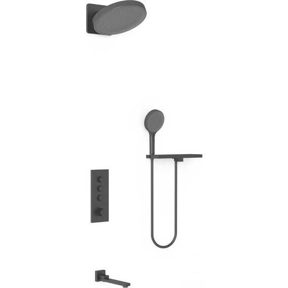 Душевая система для ванны с термостатом Vincea VSFW-433TI3RMB, чёрный матовый - 2 Душевая система для ванны с термостатом Vincea VSFW-433TI3RMB, чёрный матовый фото 2