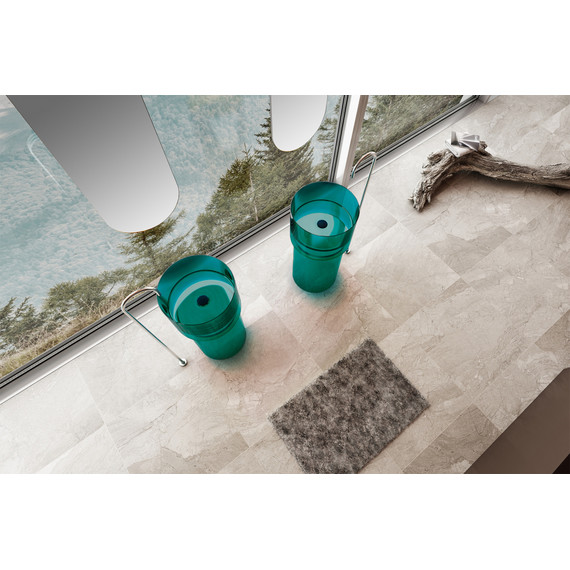 Раковина напольная прозрачная Abber Kristall 45 см AT2701Aquamarin-H, бирюзовый фото 3