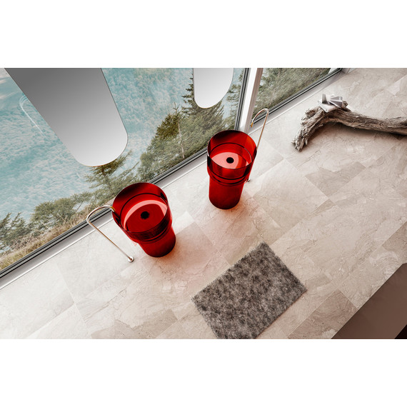 Раковина напольная прозрачная Abber Kristall 45 см AT2701Rubin, красный фото 2