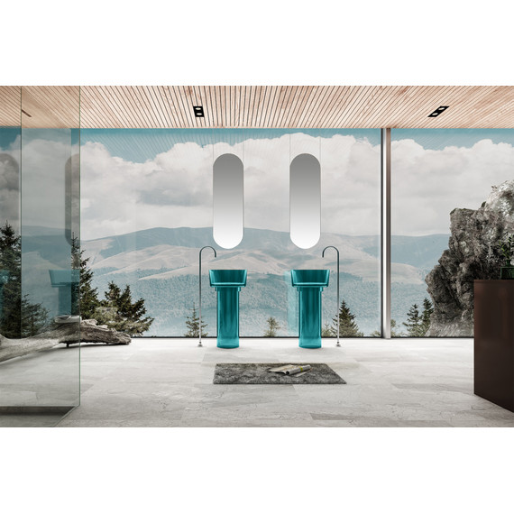 Раковина напольная прозрачная Abber Kristall 45 см AT2702Aquamarin-H, бирюзовый фото 2